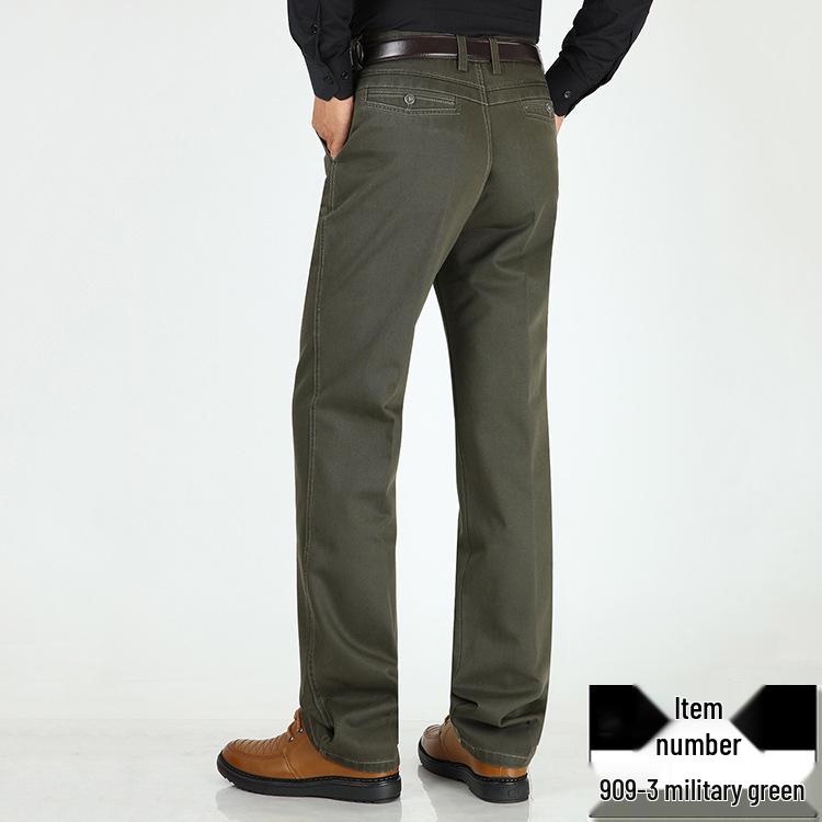 

Мужские хлопковые повседневные брюки - Осень/Зима, Свободный крой, Высокая посадка, Прямые штанины, Для среднего и пожилого возраста Waist 33