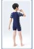 Kids' 2025 Quick-Dry Conservative One-Piece Swimsuit - Boys' Korean Style, Short-Sleeve, Sun Protection, Sporty Design