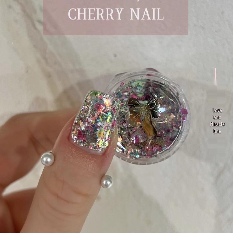 Cherry Nail Glitter: Super Flash Laser Sequins Korean Style Patches - Shiny Influencer Favorite