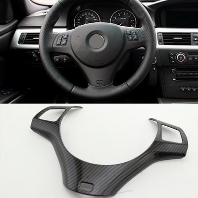 Carbon Fiber Style Car Interior Steering Wheel Decoration Cover Trim Mouldings For BMW 3 Series E90 E92 E93 2005-2012 LHD