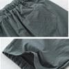 Men'S Cotton Linen Cropped Pants Summer Solid Breathable Linen Trousers Male Casual Capris Elastic Waist Casual Pants