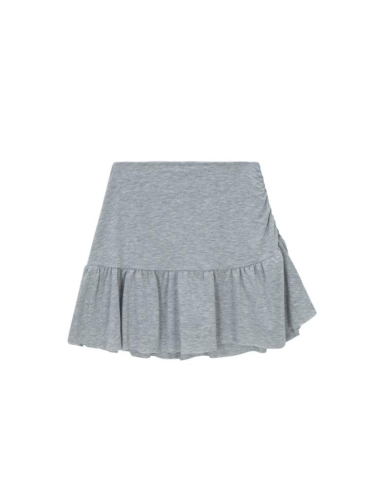 Salad Basket Ruffle Hem Skirt - Gray