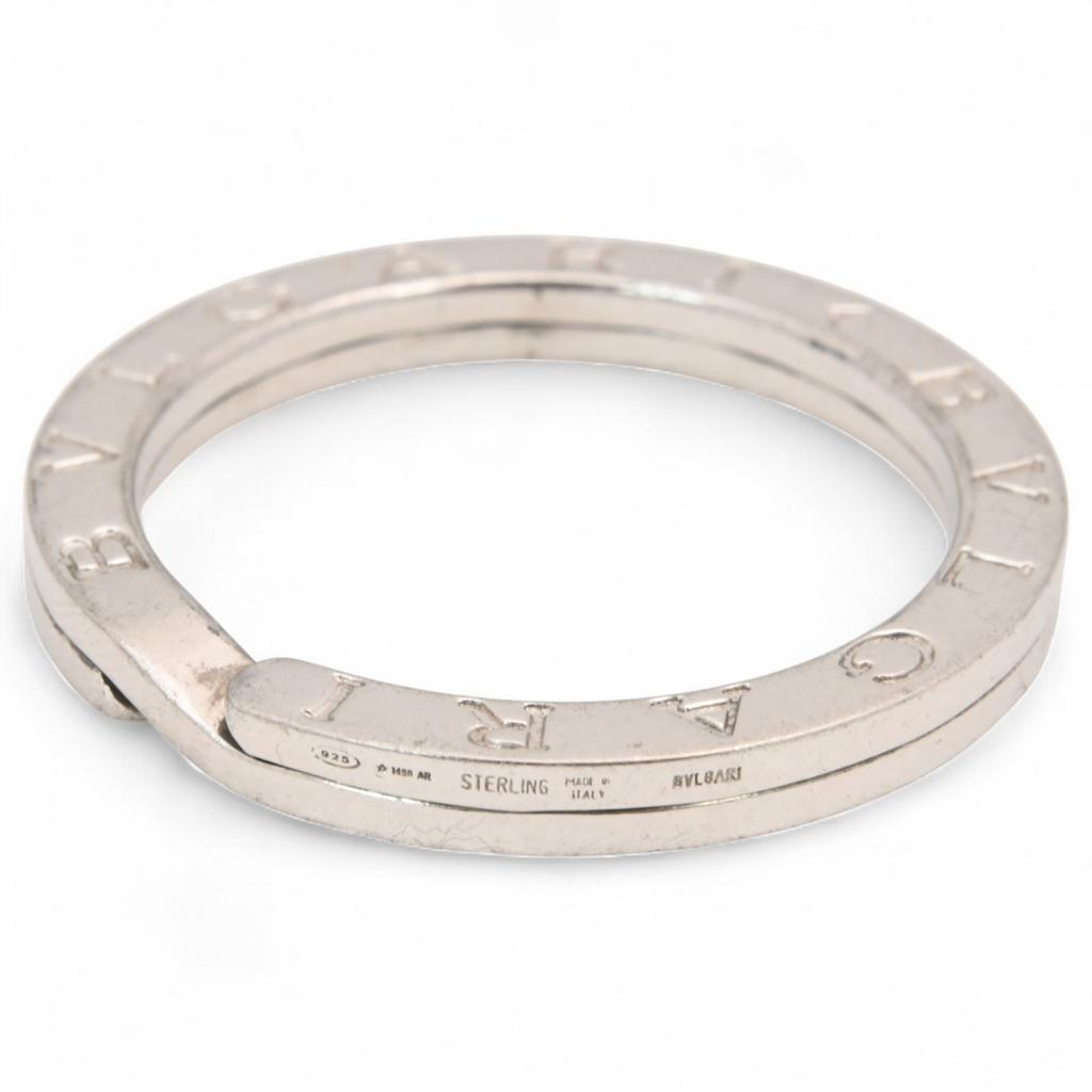 Auth Bvlgari Keyring Pendant Logo Silver bu9903kk