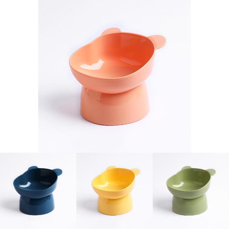High-legged Cat Bowl Nordic Style Cartoon Neck-guard Anti-overflow Plastic Elevated Prevent Cervical Disease Pet Bowl