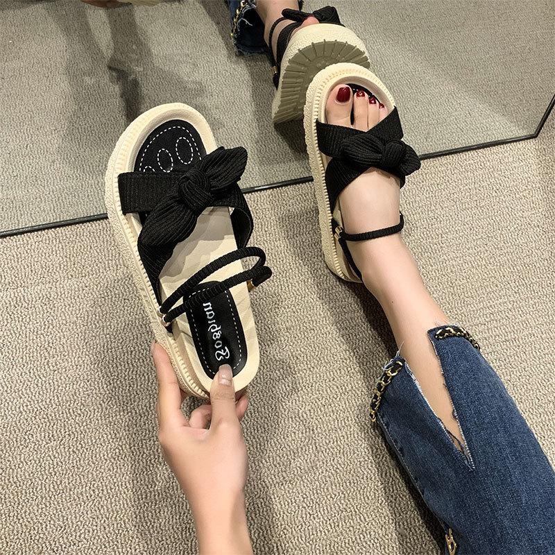 Two sandals for women's summer wear 2025 new ins trendy with skirt platform fairy style Roman beach slippers