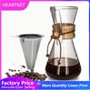 200/400/450/600ML Glass Coffee Filter Pot Maker Wooden Rubber Protective Cover Espresso Coffee Drip Kettle Pot Barista Tools