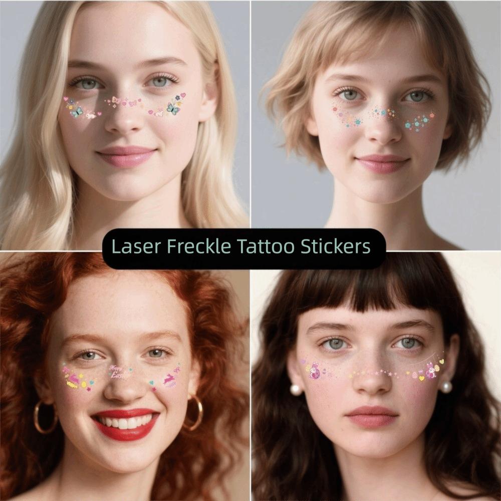 Long Lasting Easter Face Tattoo DIY Cheek Temporary Tattoo Face Freckle Stickers Music Festival