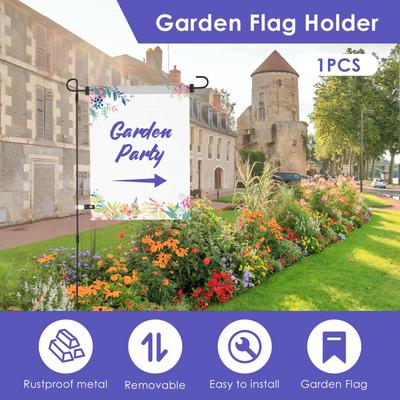 Gartenflaggenhalter Ständer 34 Zoll Rostbeständig Schmiedeeisen Flaggenstangen mit Windschutzklammern für 13-Zoll-Flaggen für Hof Rasen Dekoration