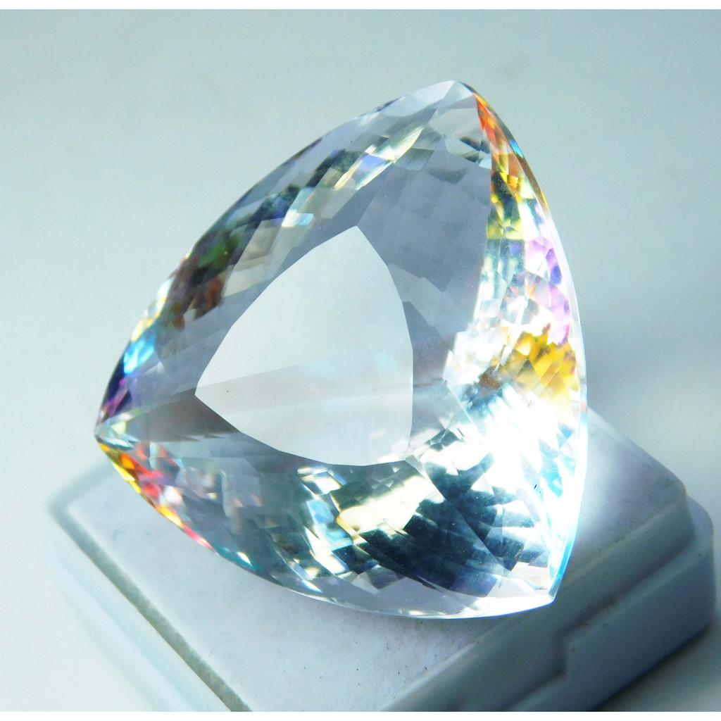 AA+ 67 Ct Mystic Topaz Trillion Shape Loose Gemstone Jwelery Making