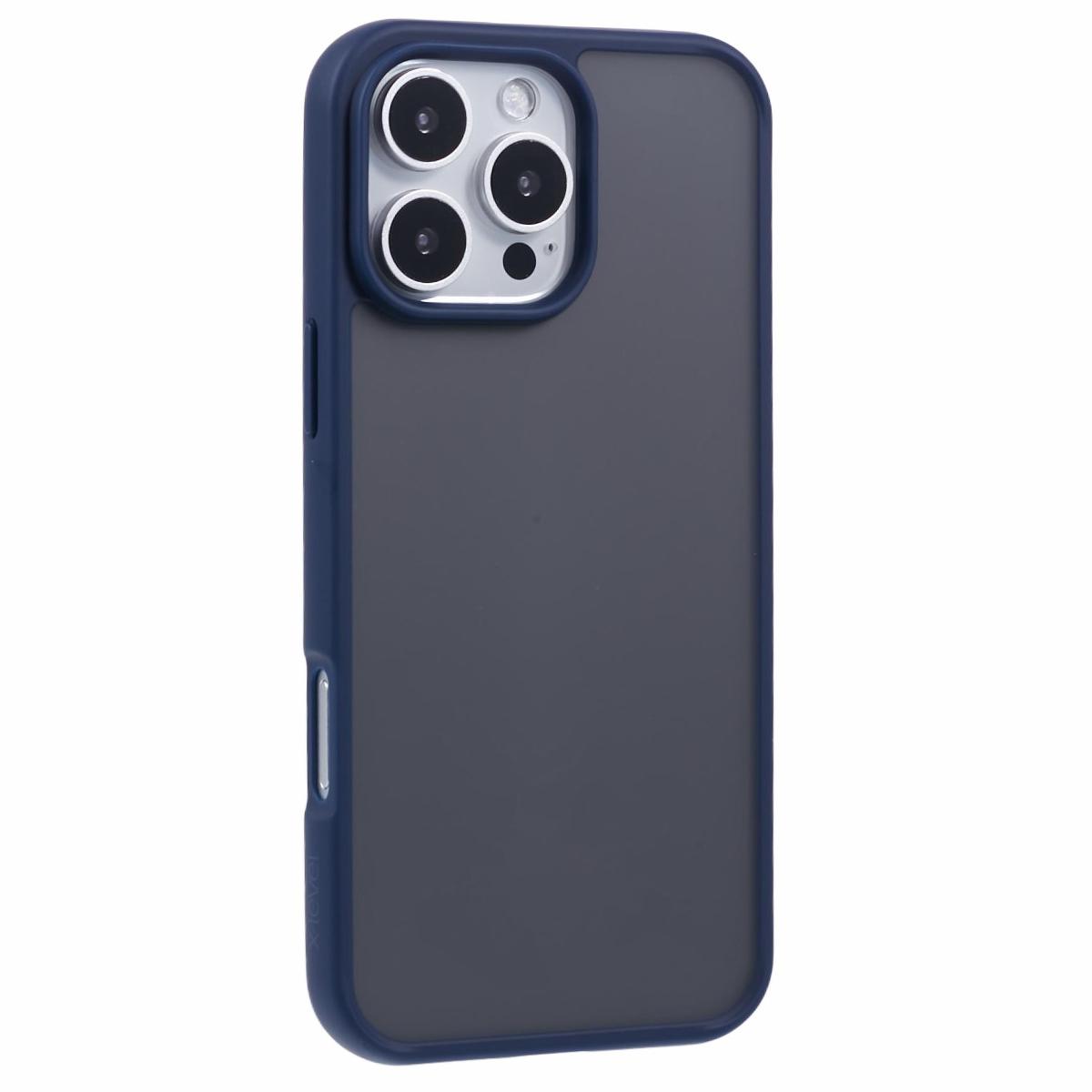 

For iPhone 16 Pro Max Case Acrylic+TPU Shockproof Phone Cover Skin-Friendly Touch Dark Blue