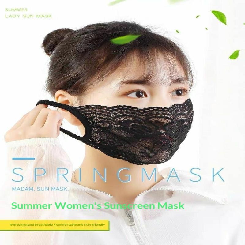 Lace Anti-Uv Sunscreen Mask Breathable Ear Cord Face Cover Scarf Hanging Ear Dust-Proof Scarves Mask Summer Dust-Proof Veil