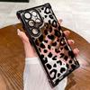 Leopard Print Electroplated Airbag Transparent Phone Case For Samsung Galaxy S25 Ultra S24 S23 S22 S21 Plus FE Anti-Drop Cover