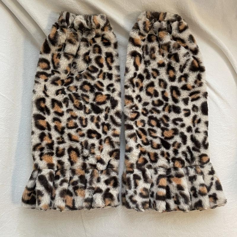 Leopard Leg Warmers Japanese JK Lolita Socks Fur Sets Ankle Winter Leg Warmers
