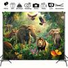 1pc Magnificent Jungle Animal Wildlife Polyester Background, Suitable for Birthday Party Decoration, Vibrant Animal Scenes