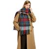 New autumn and winter retro plaid fringed scarf wool blended high-end versatile warm contrasting color plaid scarf
