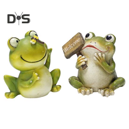 Cartoon Nebel Figurine Harz Willkommen Libelle Frosch Statue Skulptur Home Office Desktop Indoor Outdoor Garten Dekoration Ornament