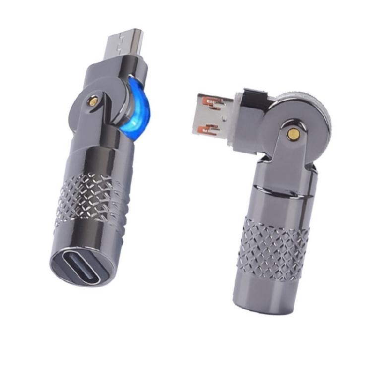 Aluminum Type C/USB To Type C/USB 90 Degree Adapter For 60W Quick Charging Data Transfer Across Multiple Devices
