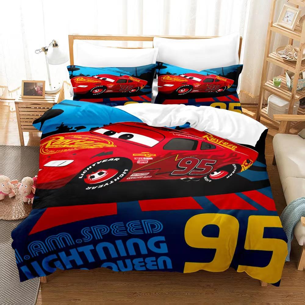 3D Digital Printing Three-Piece Anime Cars Quilt Cover Bedding Bedding Kit