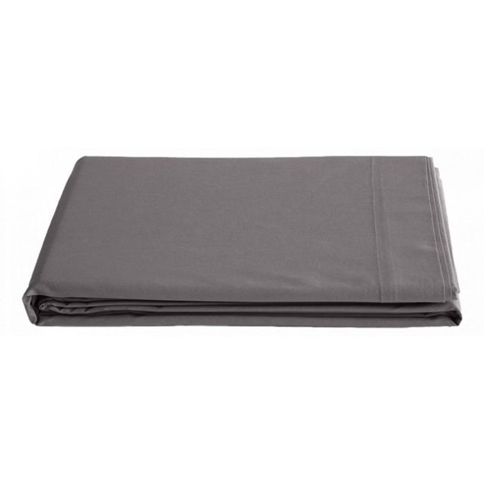 Drap plat percale pur coton peigné longues fibres 80 fils/cm² Vent du sud - Ardoise - 180 x 290 cm pour lit 1 place