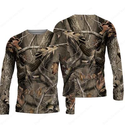 Tricou cu mânecă lungă pentru bărbați Camuflaj 3D pentru vânătoare Tricouri imprimate în aer liber Tricou hip hop casual pentru tabără Ropa hombre Top