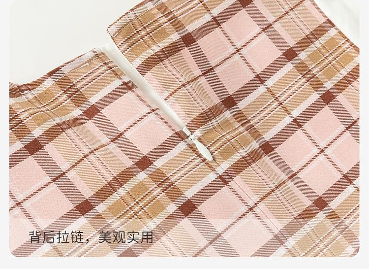 David Bella Girls' Checkered Dress Autumn Dress Children's Dress Girls' College Style Dress