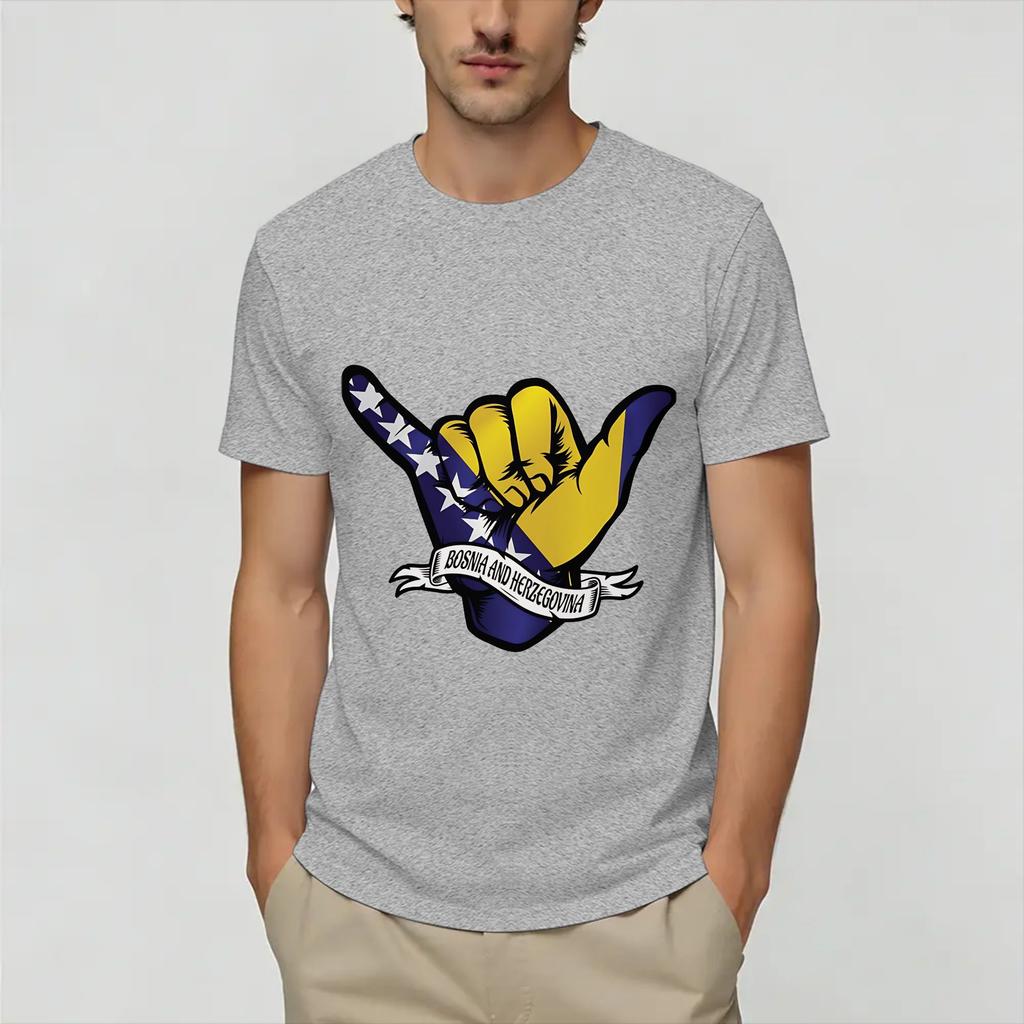 Novelty Bosnia and Herzegovina Flag TShirts Unisex Round Neck Pure Cotton T Shirt Short Sleeve Tees Plus Size Tops
