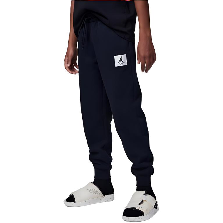 Jordan Logo Tape Kordelzug Lässige Fleecegefütterte Jogginghose Strickhose Kinder Unterteile Schwarz HF6639-010