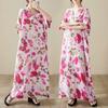 DIMANAF 2026 New Women Plus Size Summer Beach Lady Long Dress Loose Oversize Maxi Floral Print Sundress