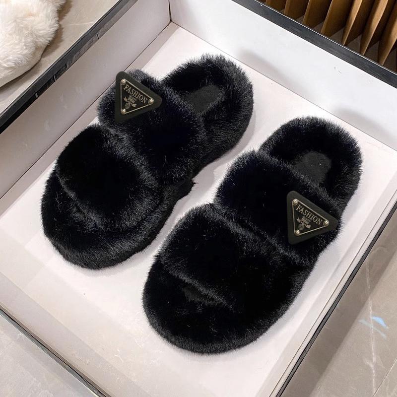 Thick bottom heightening fluffy slippers women wear autumn and winter Internet celebrities light luxury versatile cotton drag home explosion slipp