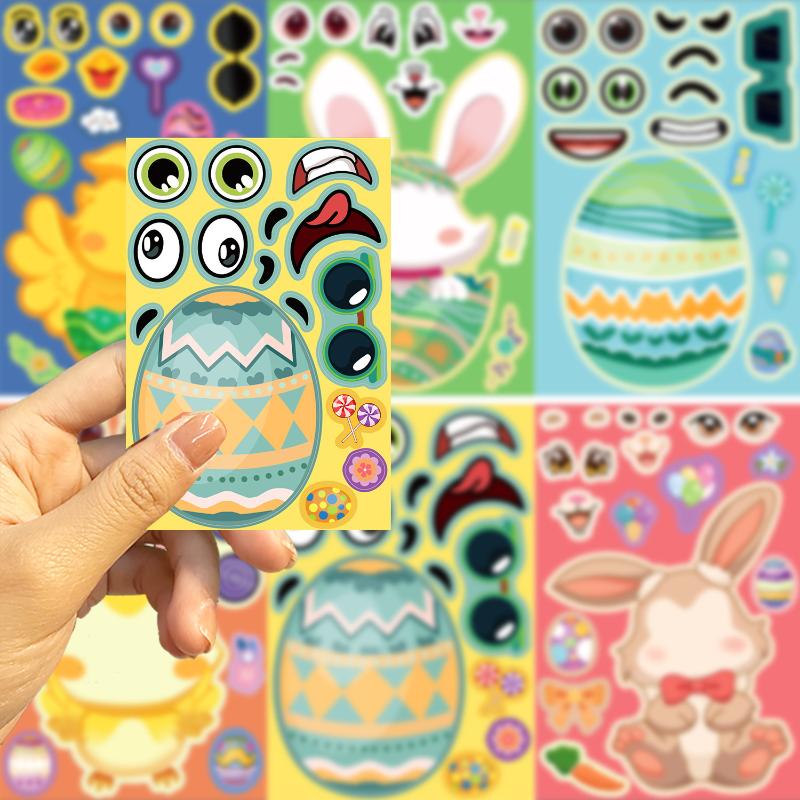 

16Sheets Easter Stickersegg Decorating Bunny Stickers Easter Activities Party Favors Games Easter Crafts Gifts Bags 16PCS