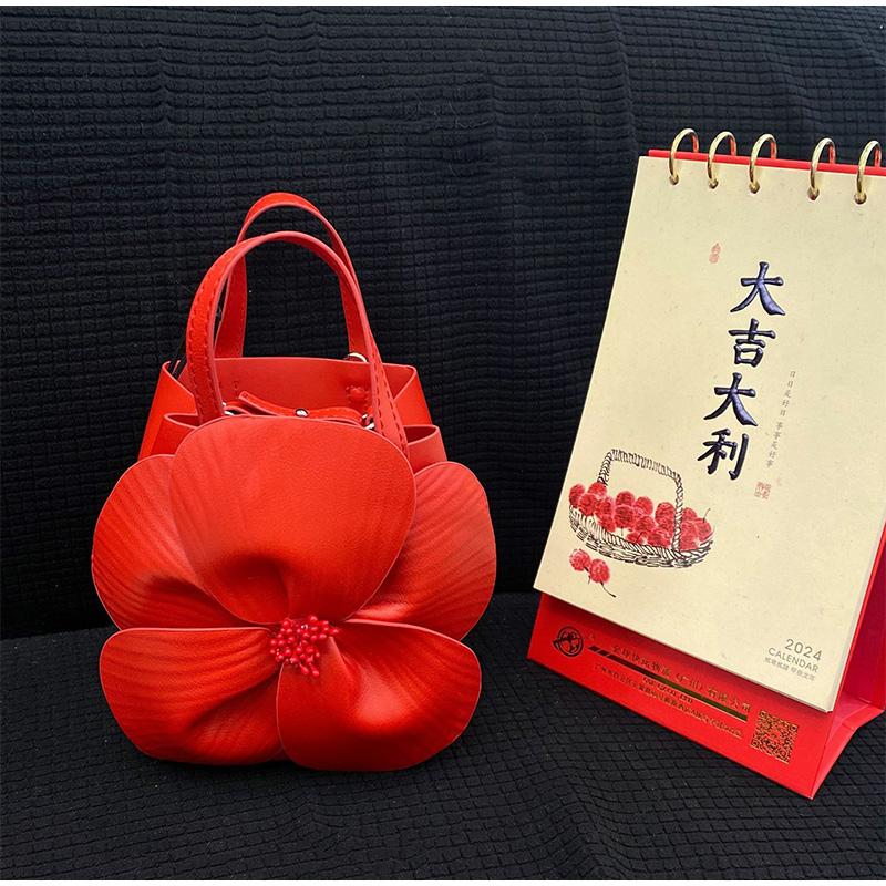 

Французская сумка-цветок с лепестками Праздничная кожаная сумка на плечо для пляжа Сумка-ведро с цветами в стиле шинуазэ Свадебная сумка-клатч для банкета