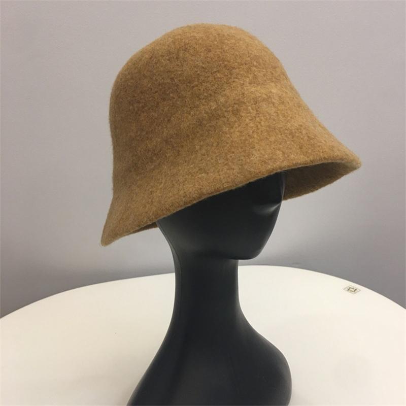 Solid Color Cloche Hat Basin Hat Wool Fisherman Hat for Chilly Outdoor Activitie
