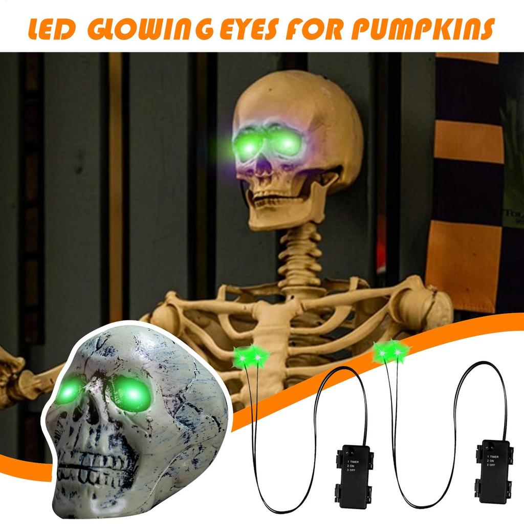 LED Eyes for Skeleton Light Up Eyes for Skulls With Timer LED Props Spooky Decorations for Indoor Outdoor Skeleton Pumpkins