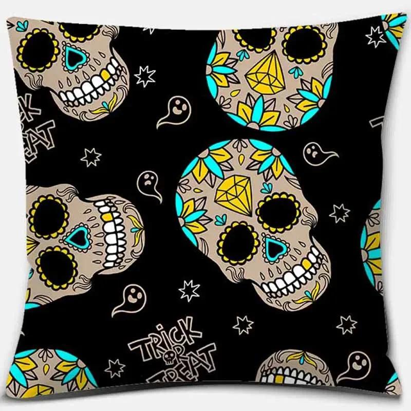 Fashion Skull Flower Series Pattern Printed Soft Square Pillowslip Polyester Cushion Cover Pillowcase Living Room Home Decor