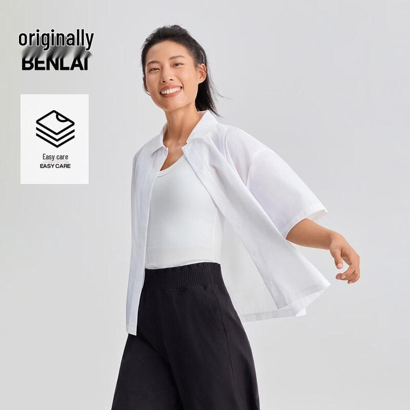 Benlai Women s 2026 Spring Easy Care Short Sleeve Lapel Shirt M