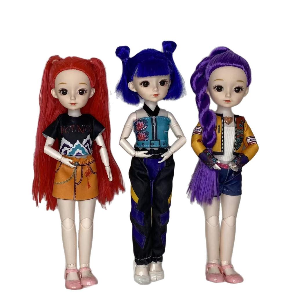 Large 12 Inch K-POP Demon Hunter Girl Group Doll Lumi Mira Zoe Figure with 3D Eyes Vinyl Collectible Gift