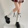 Elegant Ribbed Knit Stretch Leg Warmers Boot Cuffs Ruffled Lace Trim Bowknot Leg Cover Over Calf Long Socks for Women