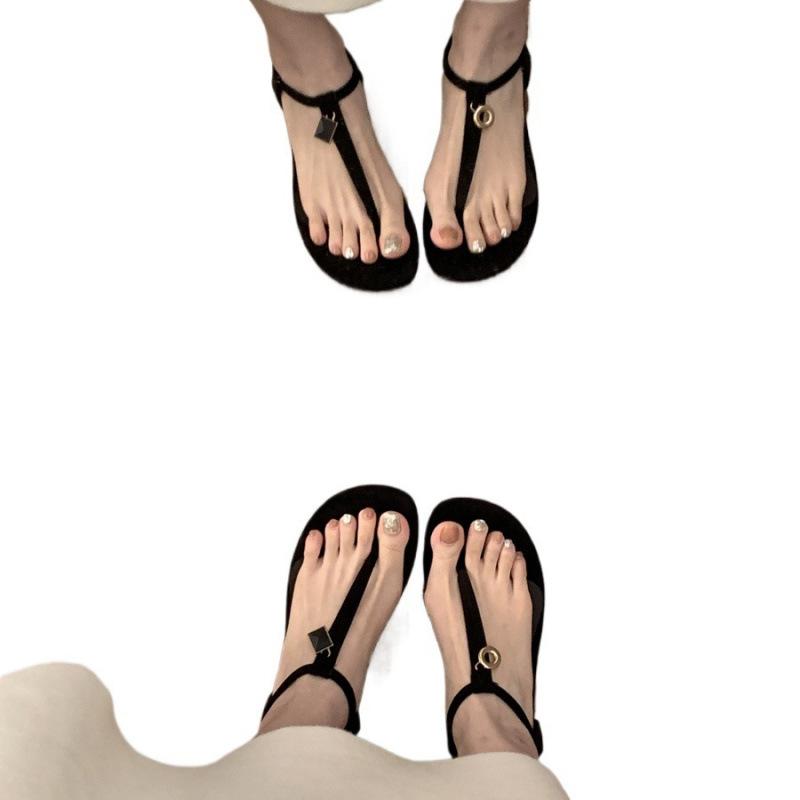 Franska vackra 3 cm små klackar Koreanska mångsidiga tåsandaler dam sommarkläder semester vid havet Romanska sandaler