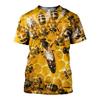 Fun Bee Pattern Men's T-shirtSummer Short Sleeved T-shirt Plus Size Harajuku