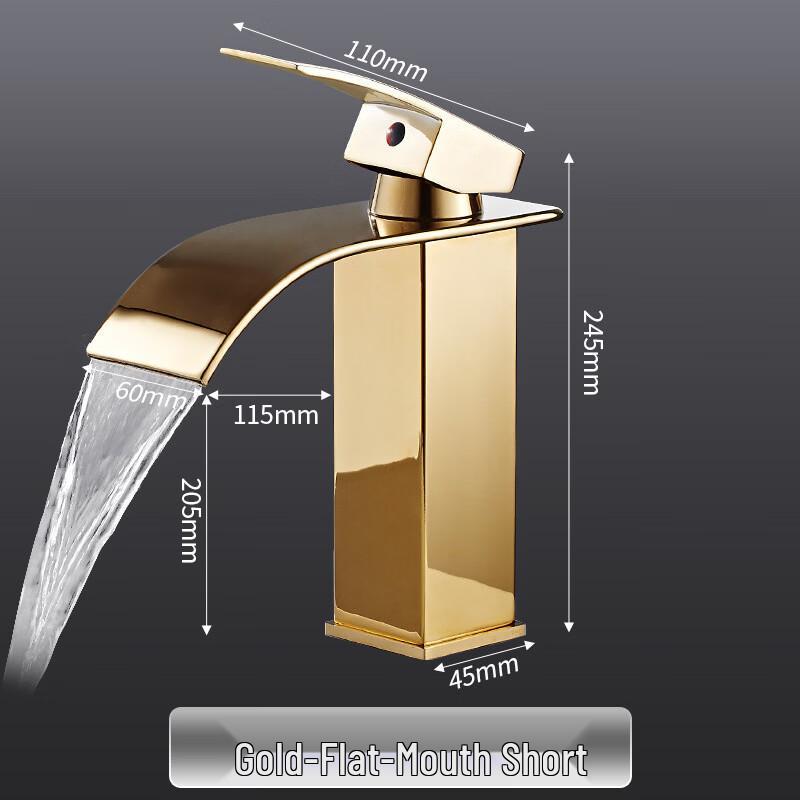 

Gold Curved Spout Waterfall Basin Faucet