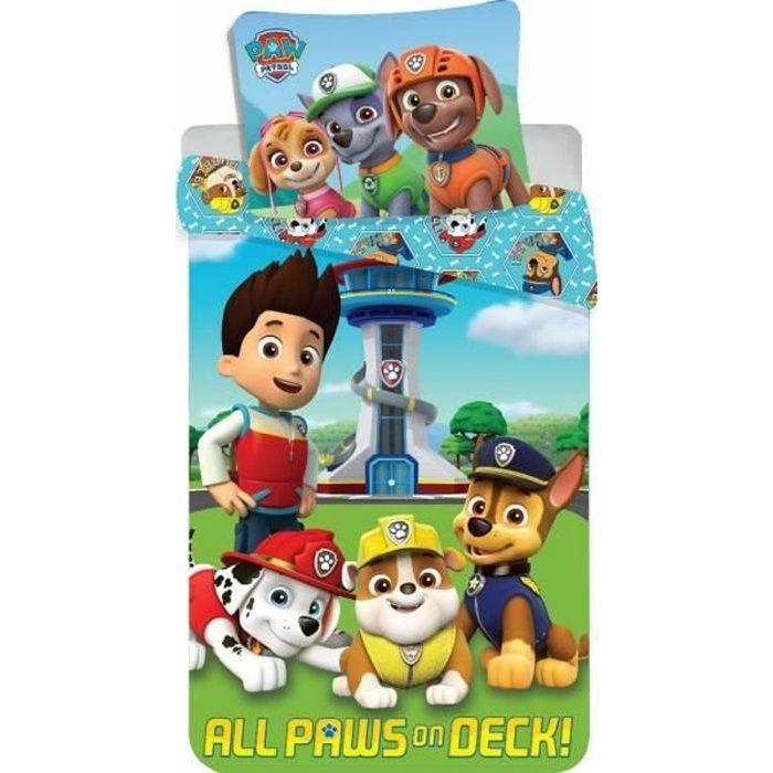 Parure de lit - PAW PATROL - Housse de couette 140x200 cm - 1 taie 63x63 cm - 100% coton - Officielle