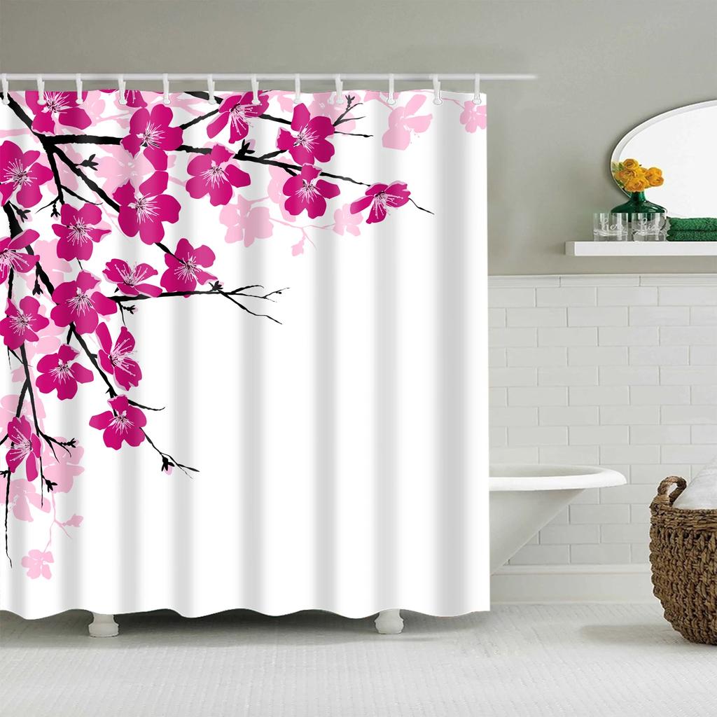 Plant Sunflower Palm Cactus Seaside Scenic Flower Frabic Waterproof Polyester Shower Curtain Bath Curtains With Hooks