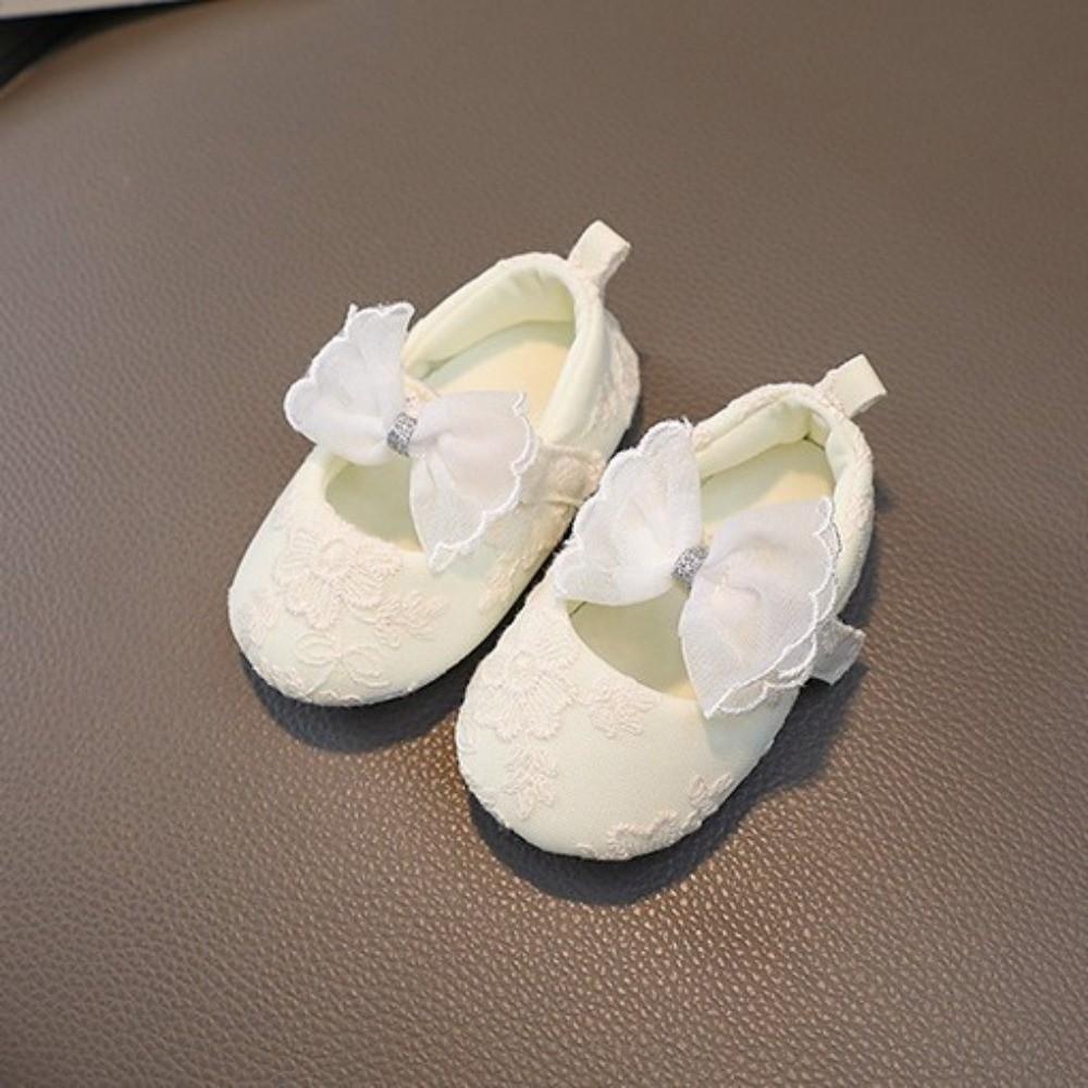 White Color Princess Shoes Non-Slip Sole Rubber Sole Shoes New Toddler Shoes  for 0-15 Month