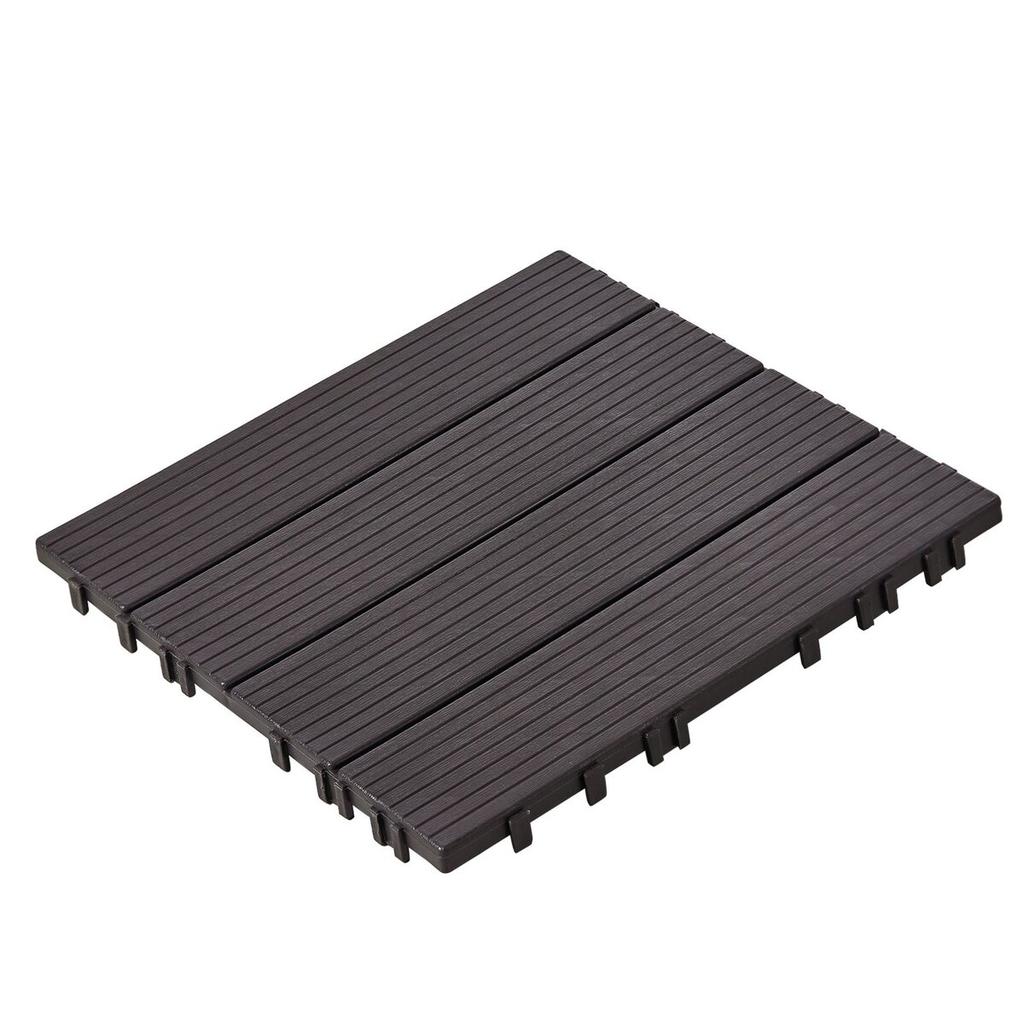 Interlocking Deck Tiles 10 Pack 12"x12" Waterproof for Porch Dark Brown
