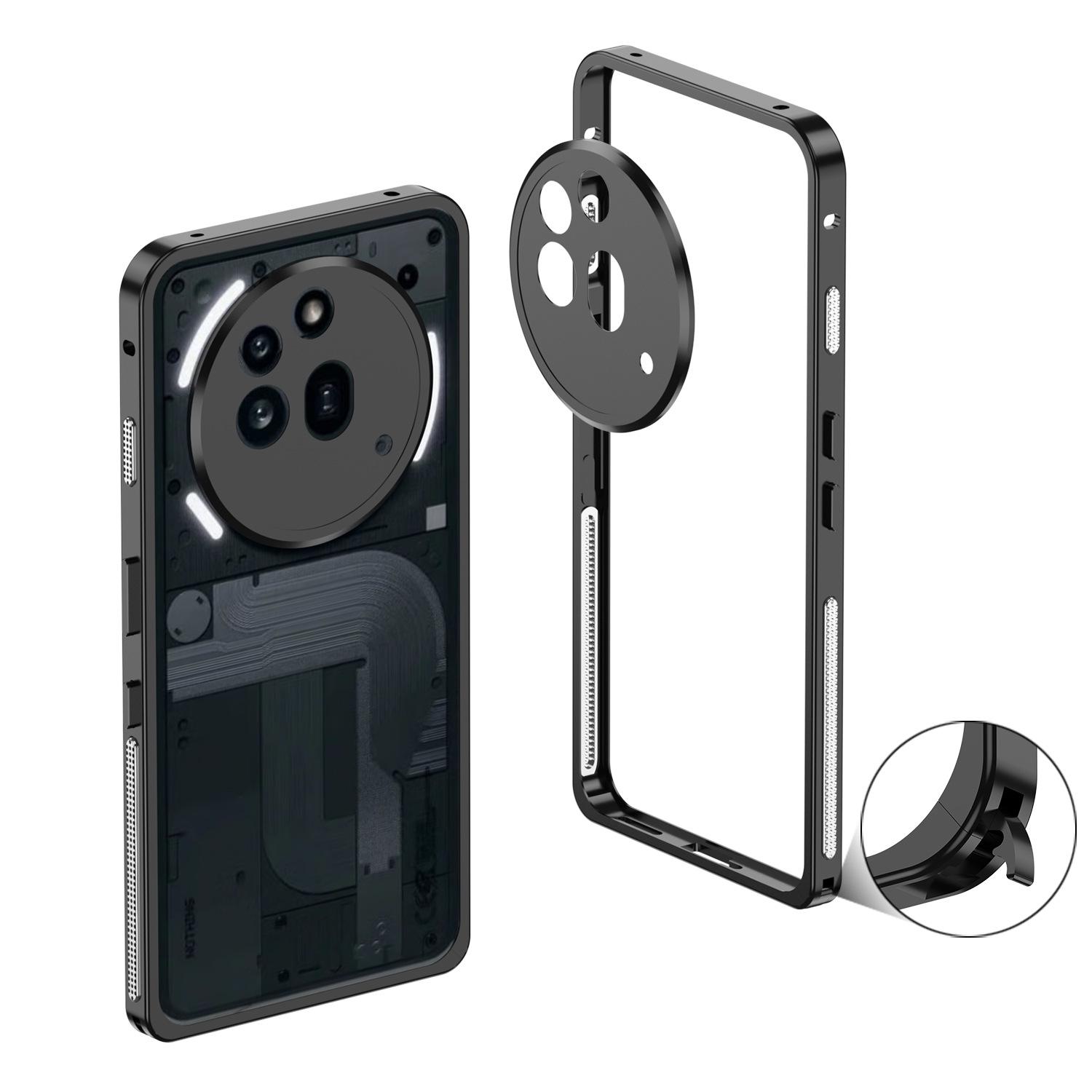 Suitable for NothingPhone 3A Pro: Metal Seahorse Buckle, Drop-Proof, Heat-Dissipating Supercar Frame with Lens Protection. 3