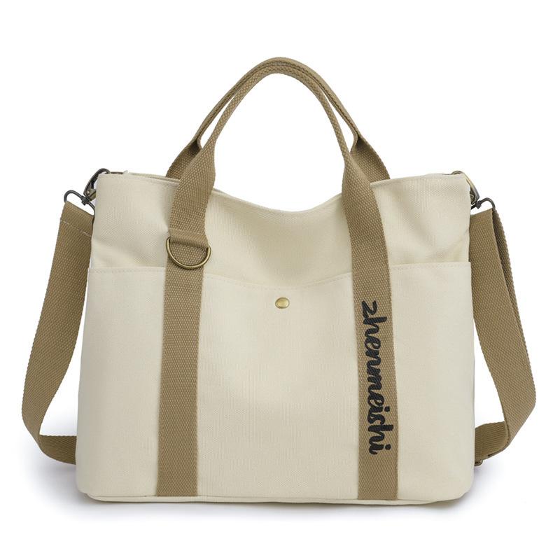 Canvas Tote Shoulder Bag Women Large Capacity Lightweight Casual Travel Versatile Handbag