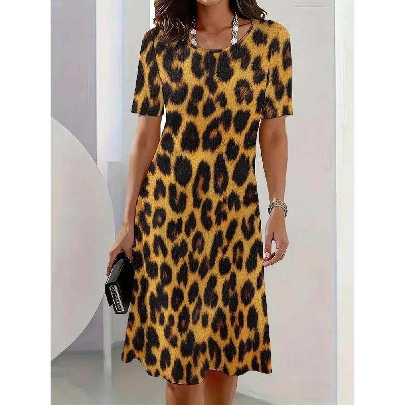 2026 New Women's 3D Digital Print Dress Round Neck Casual Dress