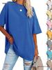 Women's Loose Drop Shoulder Round Neck Short Sleeve Top - New Colors
