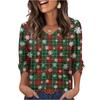 Women's Fashionable Casual Christmas Printed V-neck Top