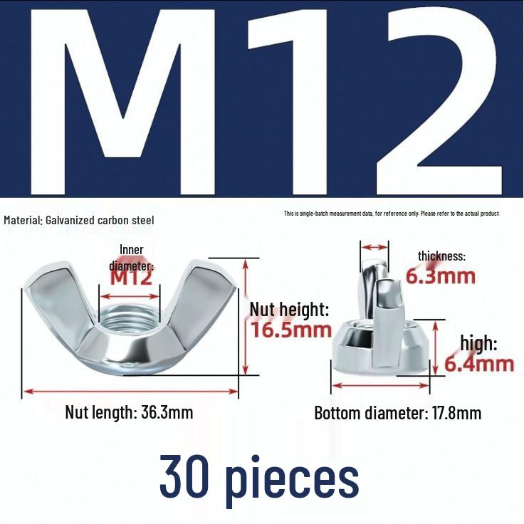 Galvanized Wing, Coin, and Hand-Tightened Nuts (M3, M4, M5)